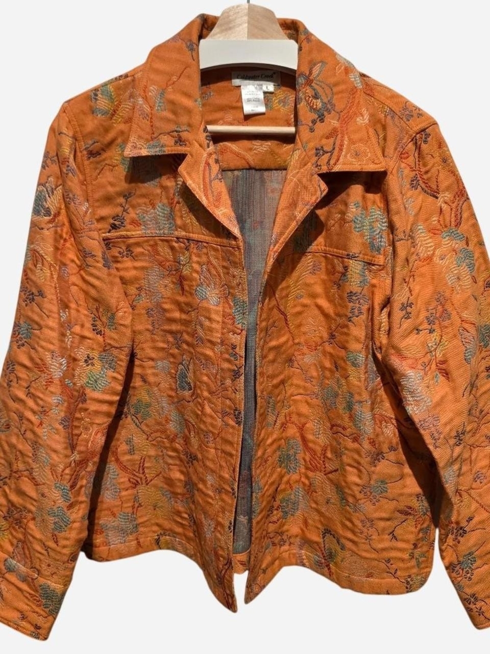 VINTAGE 1990s Coldwater Creek Orange Embroidered Quilted Jacket